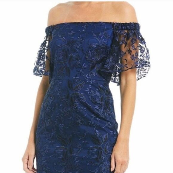 Trina Turk Trina Lace Overlay Off the Shoulder Dress - Picture 2 of 8